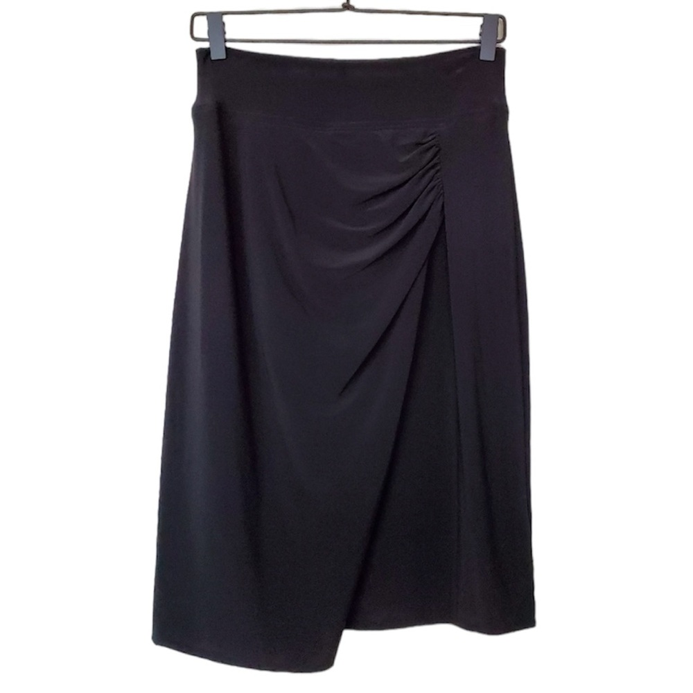 Black Ruched Midi Skirt Asymmetrical Wrap Front NK39501 Mens Size‎ Medium